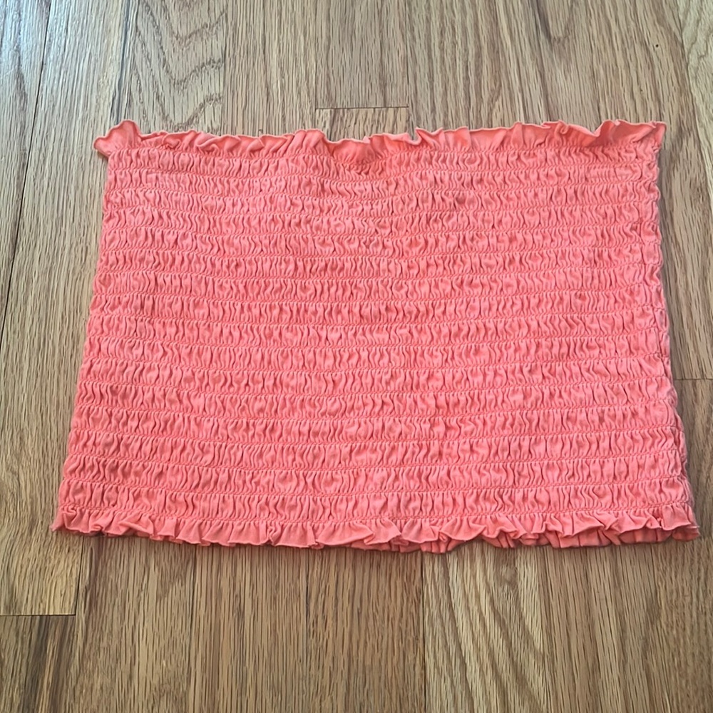 neon pink retro ruffled tube top